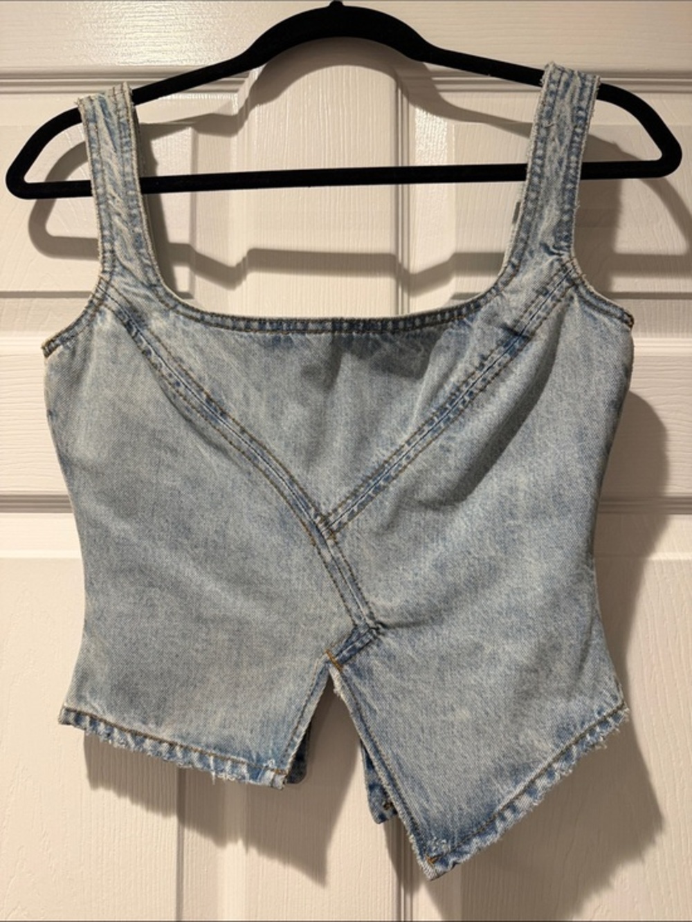 NWOT DALA Light Wash Denim Cropped Tank Top Size XS